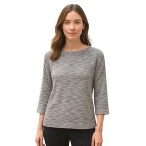 J. Jill Pure‎ Jill Cotton 3/4 Sleeve Space Dyed Waffle Knit Pullover Small